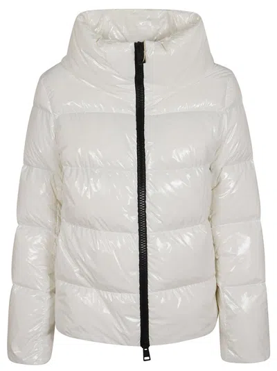 Herno Padded Down Jacket With High-gloss Finish And Oversized Collar In White