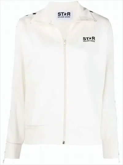 Golden Goose Track Jacket With Bold Star Stripe And Fitted Hem In White