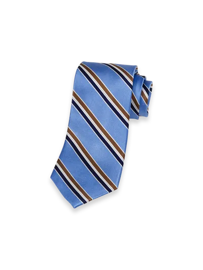 Paul Fredrick Stripe Woven Silk Tie In Blue