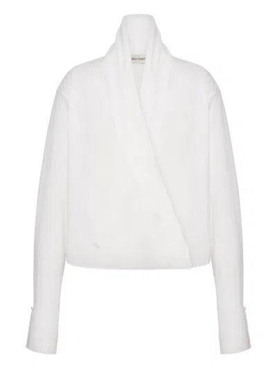 Alberta Ferretti White Cotton Blouse With Wrap Design In White