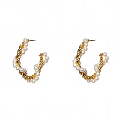 Lele Sadoughi Women's Pearl Rope Twist Hoop Earrings In Gold In Gold