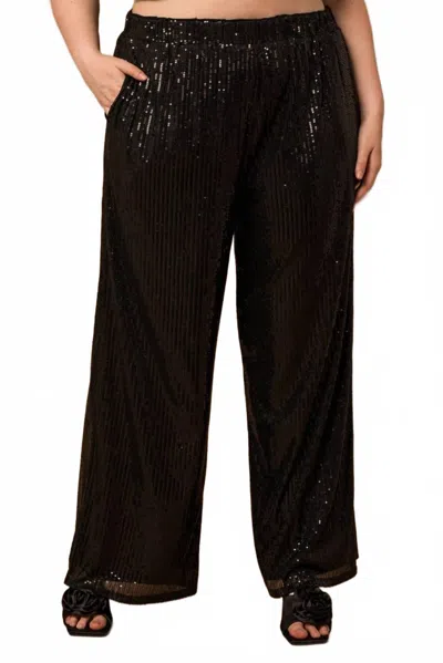 Gilli Plus Size Sequin Pants In Black In Black