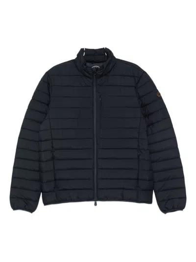 Save The Duck Quilted Black Giacconi Jacket With Stand Collar In Blue
