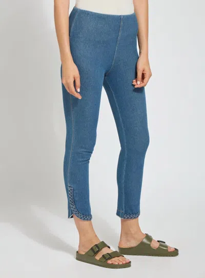 Lyssé Happy Hour Braided Crop Pants In Mid Wash In Blue