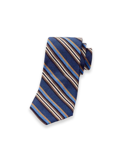 Paul Fredrick Stripe Woven Silk Tie In Blue