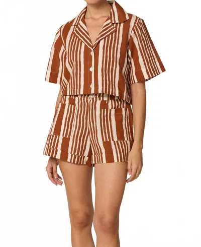 Cleobella Niko Shorts In Vecchio Stripe In Brown