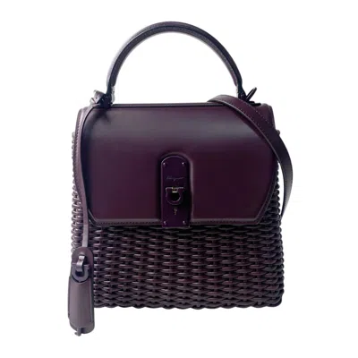 Pre-owned Ferragamo Gancini Leather Handbag Shoulder Bag () In Purple