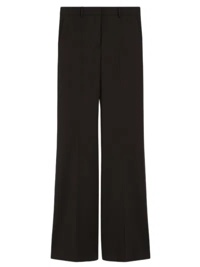 Sportmax Flared Pants In Natural Stretch Wool With Tailored Fit In Black