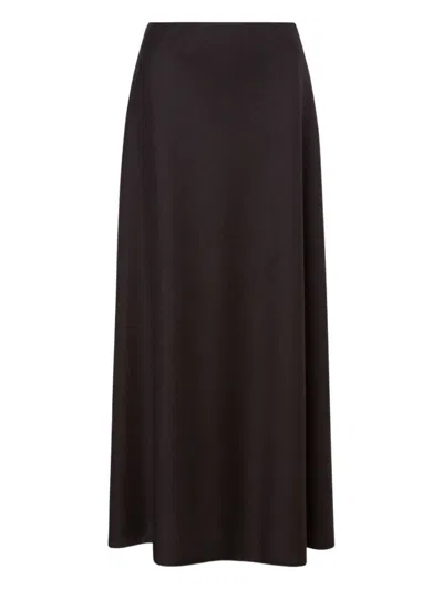 Alberta Ferretti High-waisted Midi Skirt In Structured Fabric In Brown