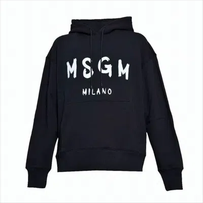 Msgm Relaxed-fit Hoodie With Bold Graphic Print In Black