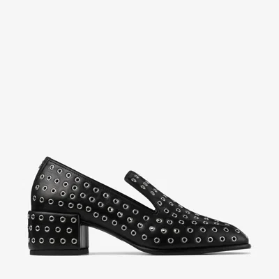 Jimmy Choo 45mm Elliot Grommet Leather Loafers In Black