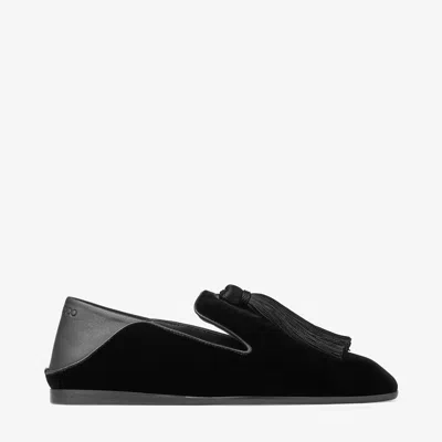 Jimmy Choo Eliot Velvet Tassel Ballet Flats In Black