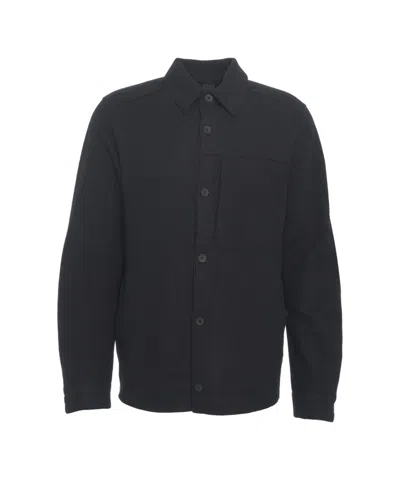 Transit Black Virgin Wool Overshirt With Classic Collar And Button Closure In Black