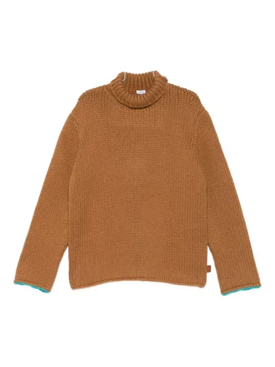 Loewe Mens Tan Turtleneck Knitted Wool Sweater In Brown