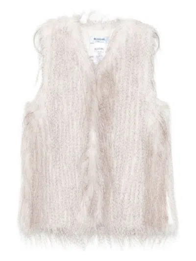 Blugirl Sleeveless Textured Jacket With V-neckline And Relaxed Fit In White