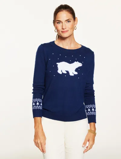 Talbots Plus Size - Crewneck Sweater - Polar Bear - Ink - 3x  In Blue