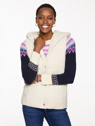 Talbots Plus Petite - Studded Flannel Hooded Vest - Parchment/silver - 3x  In Multi