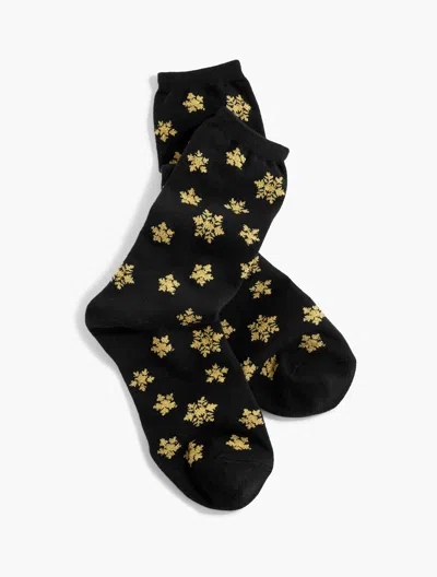Talbots Falling Snowflakes Metallic Trouser Socks - Black - 001  In Black
