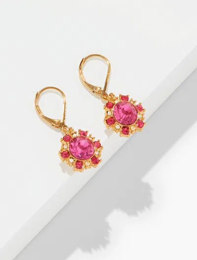 Talbots Colorful Station Drop Earrings - Stunning Pink/gold - 001