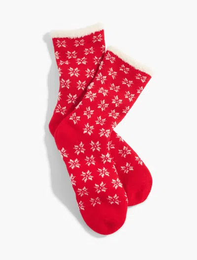 Talbots Festive Nordic Fair Isle Trouser Socks - Red - 001  In Red