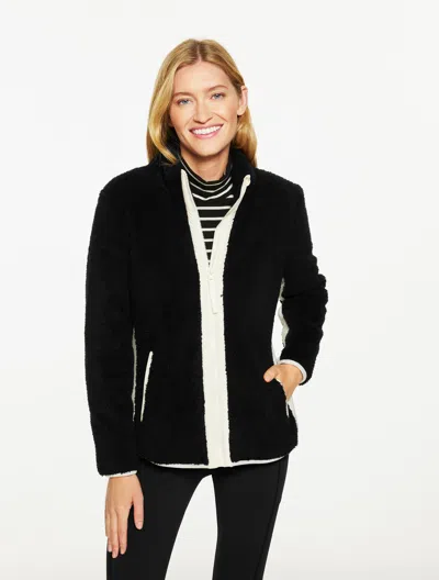 Talbots Plus Petite - Cozy Sherpa Jacket - Colorblock - Black - 2x  In Black