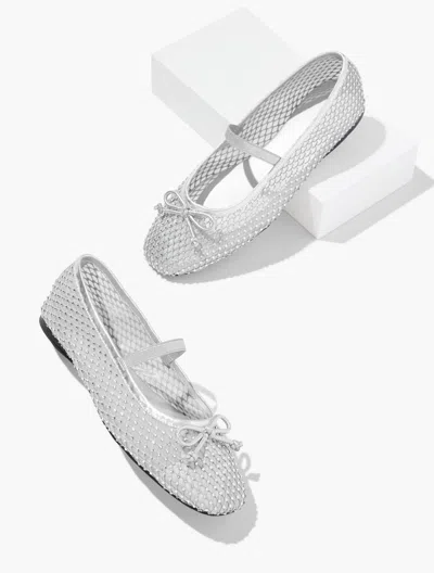 Talbots Blaine Soft Sole Mesh Rhinestone Ballet Flats - Silver - 11m  In Silver