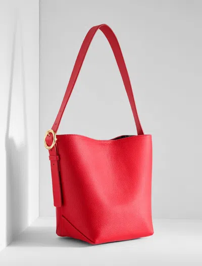 Talbots Pebble Leather Bucket Bag - Red - 001  In Red