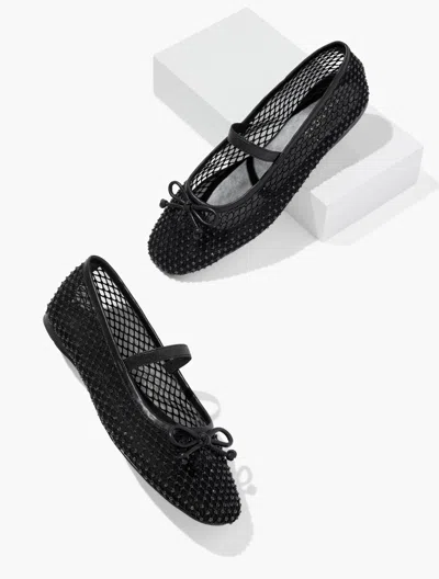 Talbots Blaine Soft Sole Mesh Rhinestone Ballet Flats - Black - 11m  In Black