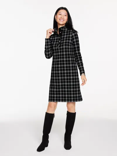 Talbots Plus Petite - Brushed Jacquard Turtleneck Dress - Pretty Peppermint - Black/ivory - 2x  In Multi