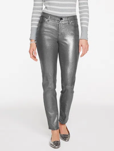 Talbots Plus Petite - Slim Ankle Jeans - Pewter Foil - Pewter Metallic Foil - 22  In Silver