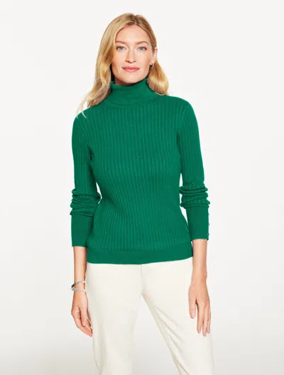Talbots Plus Size - Ribbed Turtleneck Sweater - Lush Green - 2x  In Green