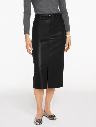 Talbots Plus Size - Denim Midi Skirt - Light Foil - Black - 24  In Black