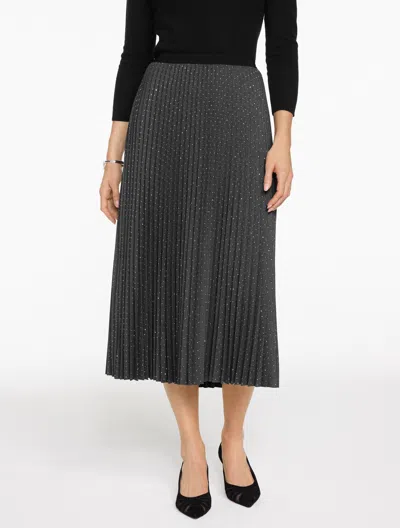 Talbots Plus Size - Studded Pleated Flannel Midi Skirt - Dark Grey - 2x  In Gray