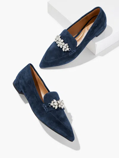 Talbots Scarlet Rhinestone Pointed Toe Loafers - Blue - 11m  In Blue