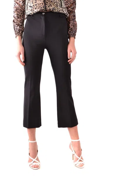 Pinko Cropped Black Trousers With Slight Flare Hem In Brown