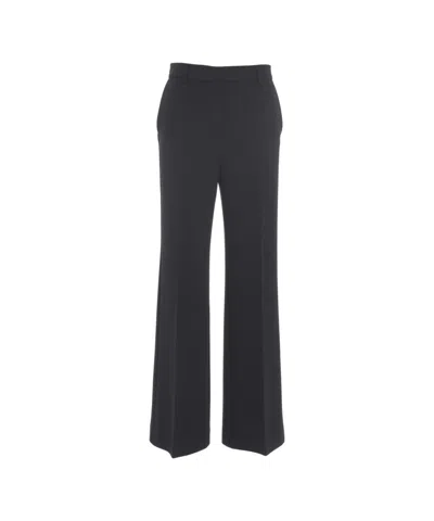 Ottod'ame Pinstriped Wide-leg Palazzo Trousers With High Waist And Tailored Silhouette In Black