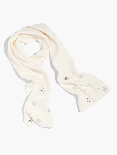 Talbots Snowflake Embellished Soft Knit Scarf - Ivory - 001  In White