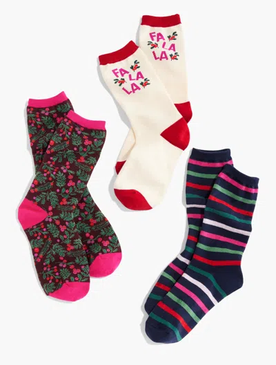 Talbots Berries & Boughs Socks 3-pack Gift Set - Very Berry - 001  In Multi