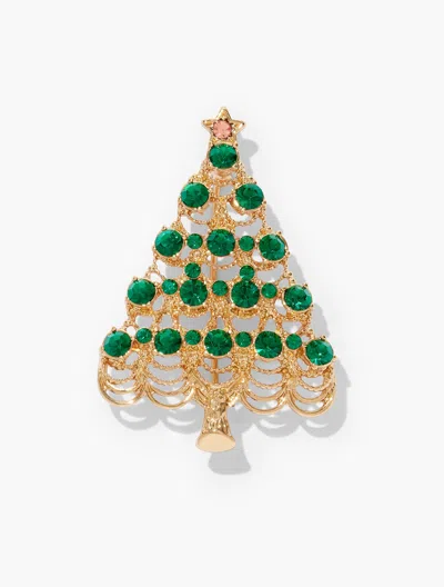 Talbots Christmas Tree Brooch - Lush Green/gold - 001