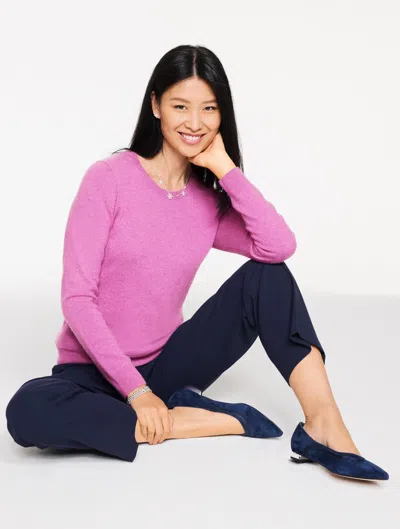 Talbots Plus Size - Cashmere Crewneck Sweater - Violet Bouquet Heather - 3x  In Pink