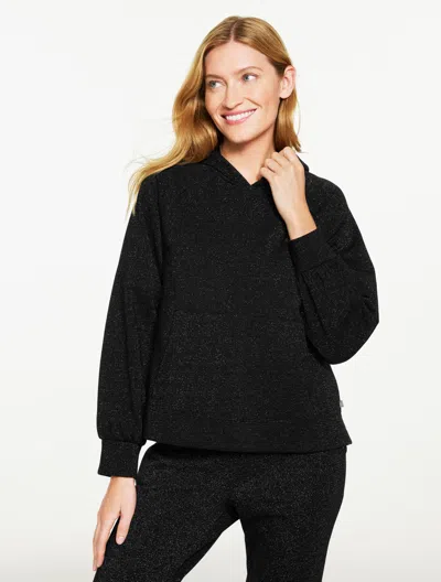 Talbots Petite - Brushed Metallic Hoodie - Black - Xl  In Black