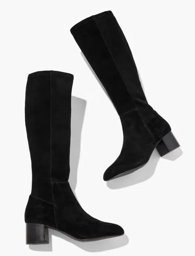 Talbots Sophie Stretch Suede Tall Boots - Black - 11m  In Black