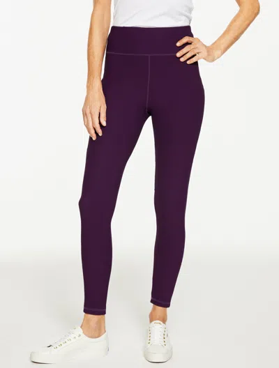 Talbots Plus Size - Soft Stretch Ribbed High Waist Leggings - Purple Garnet - 2x  In Purple