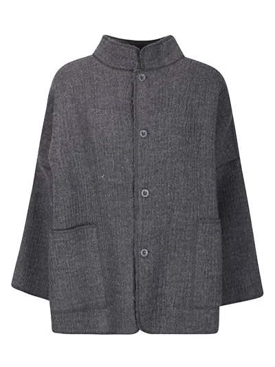 Labo Art Mandarin-collar Buttoned-up Jacket In Gray