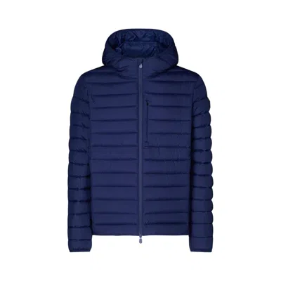 Save The Duck Quilted Light Jacket With Double-slider Zip And Lycra Trims In Blue