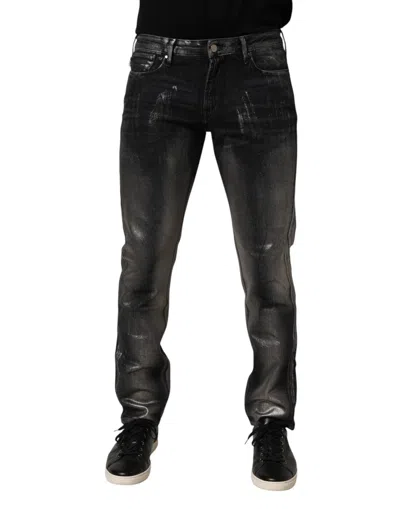Pre-owned Emporio Armani Washed Slim Fit Men Blue Trouser Men's Jeans () In Black