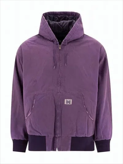 Needles Relaxed Fit Hooded Jacket With Vintage Wash Finish In Purple