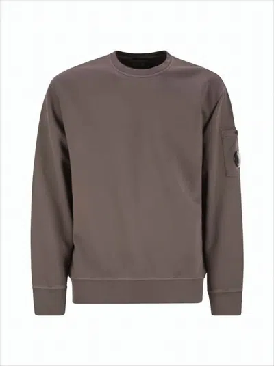 C.p. Company Long-sleeve Minimalist Cotton Sweatshirt With Distinctive Lens Detail In Gray