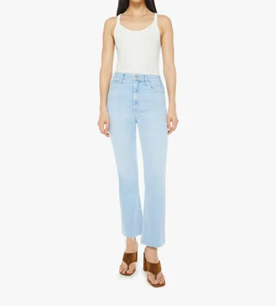 Mother Hustler Ankle Fray High-rise Flare Jeans In Balls In Your Court In Blue