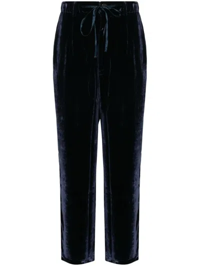 Pierre-louis Mascia Wide-leg Velvet Trousers With Drawstring Waist In Black